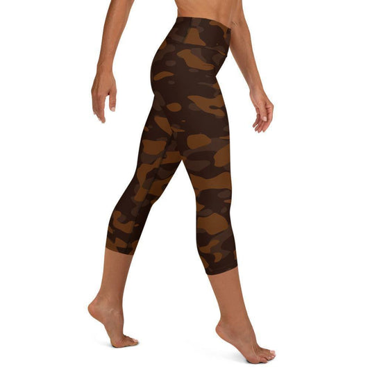 Braune Camouflage Damen Yoga Capri Leggings Yoga Capri Leggings JLR Design