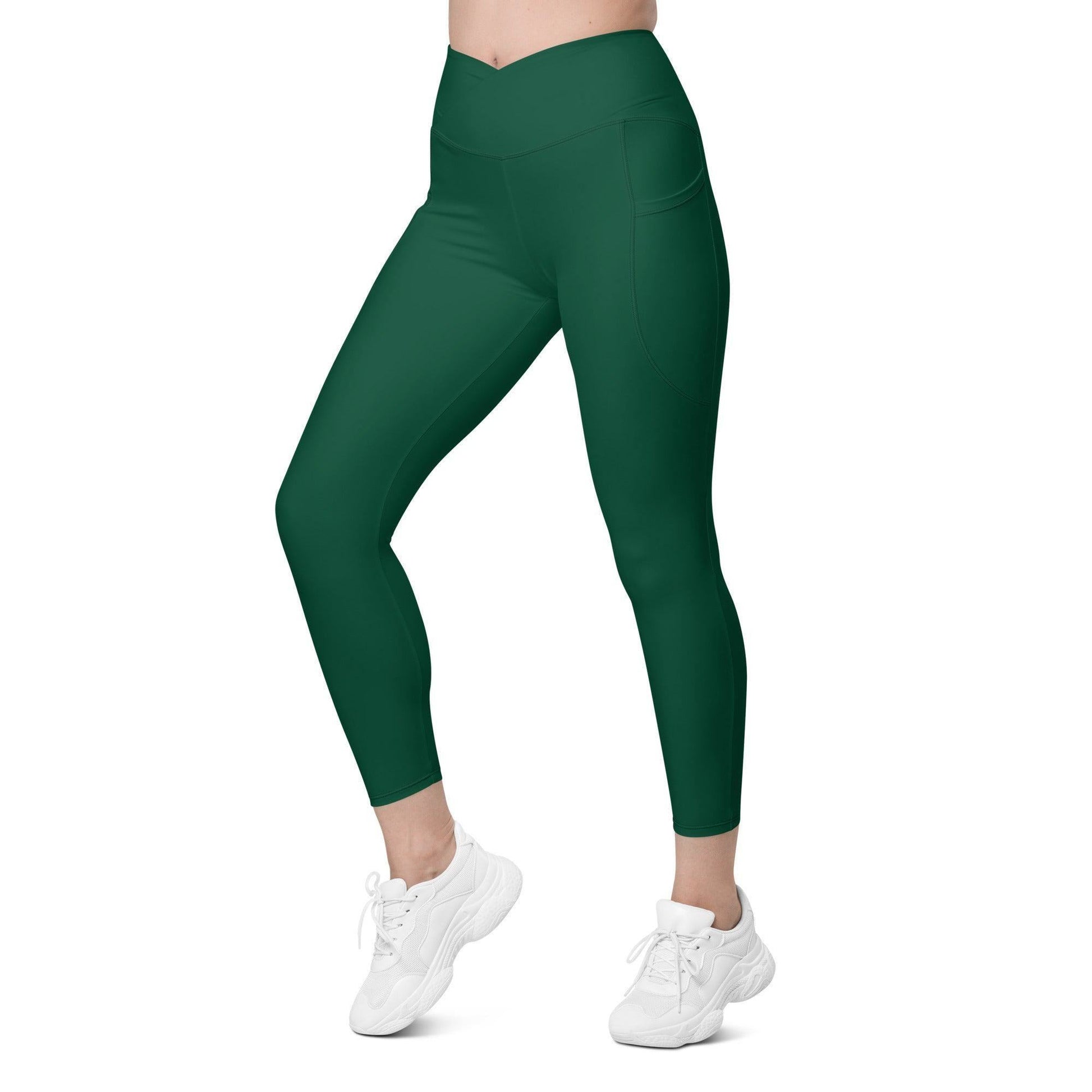 British Racing Green Damen V-Bund Leggings mit Taschen V-Bund Leggings JLR Design