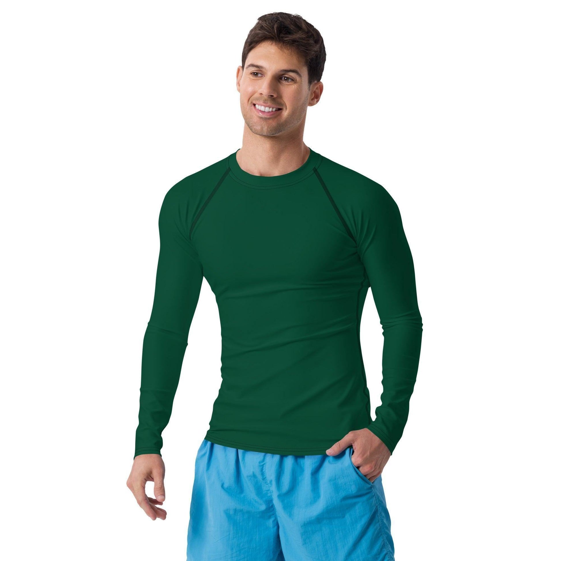 British Racing Green Herren Rash Guard Rash Guard 54.99 4-Wege, Atmungsaktiv, bequem, British, einfarbig, Elastan, Flachnaht, Green, grün, Guard, Hautschutz, Kompression, Langarmshirt, Männermode, Outdoor, Polyester, Racing, Rash, Sand, Schwimmen, Sonnenschutz, Sportbekleidung, Strandmode, Stretchstoff, Surfen, trocknend, Wassersport, Wind JLR Design