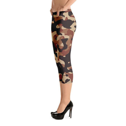 Brown Camouflage Damen Capri Leggings -- Brown Camouflage Damen Capri Leggings - undefined Capri Leggings | JLR Design