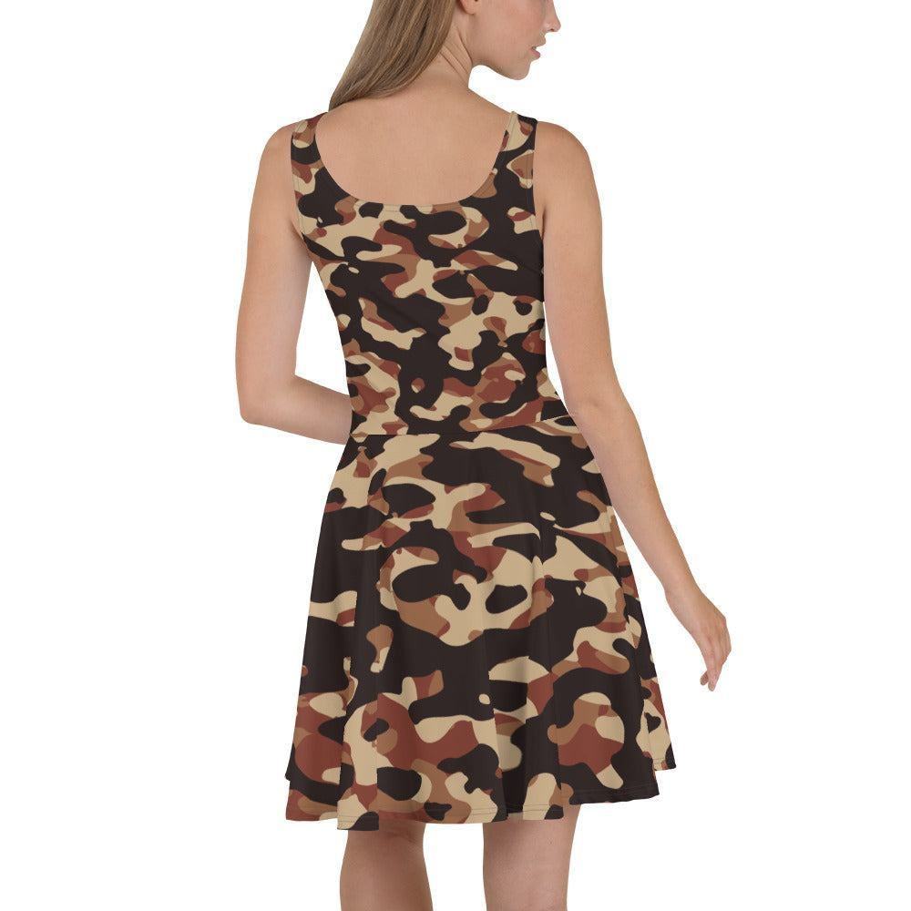 Brown Camouflage Skater Kleid -- Brown Camouflage Skater Kleid - undefined Skater Kleid | JLR Design