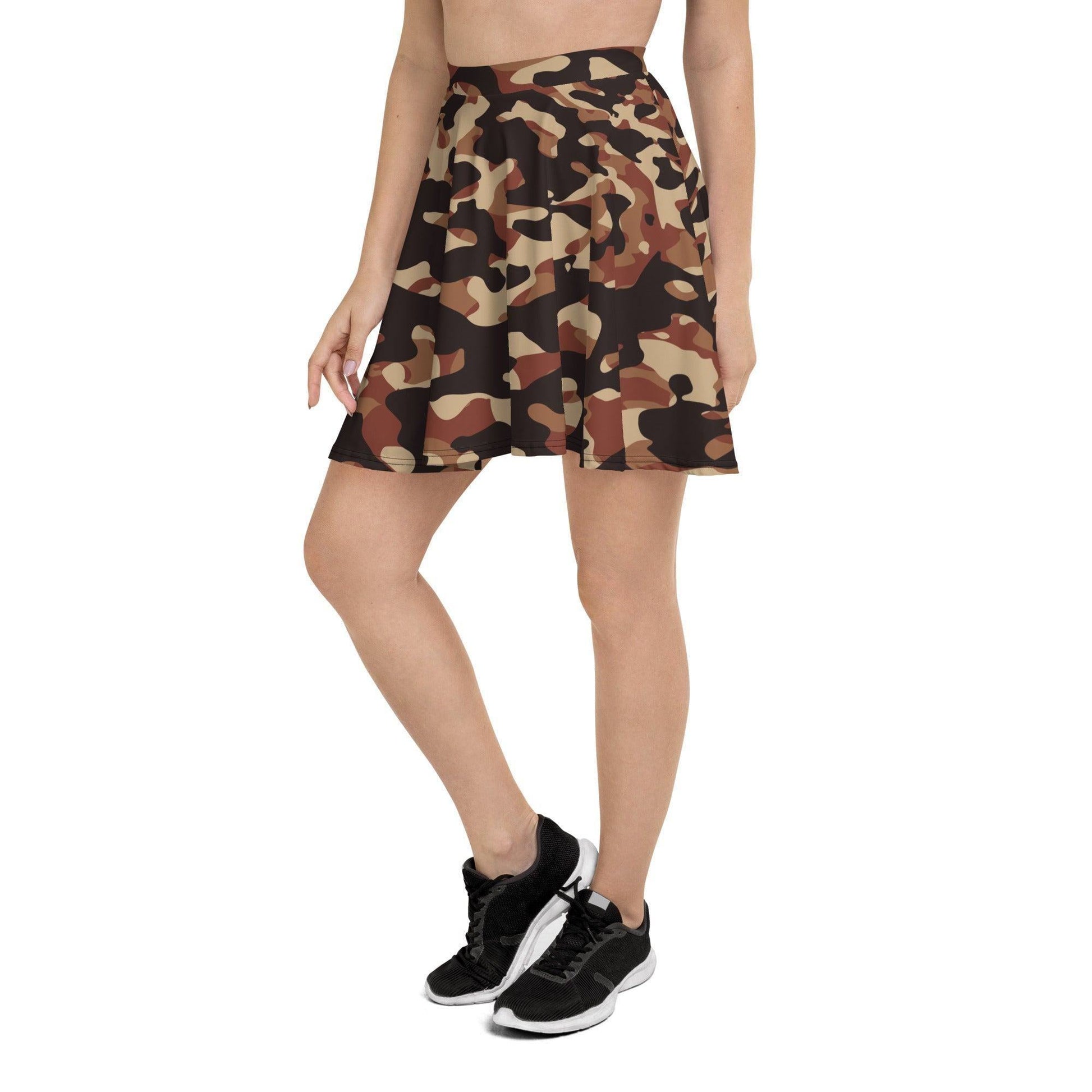 Brown Camouflage Skater Rock Skater Rock 51.99 braun, brown, camo, camouflage, Elastan, elastisch, Oberschenkel, Overlocknaht, Polyester, Rock, Skater, USF50, weich JLR Design