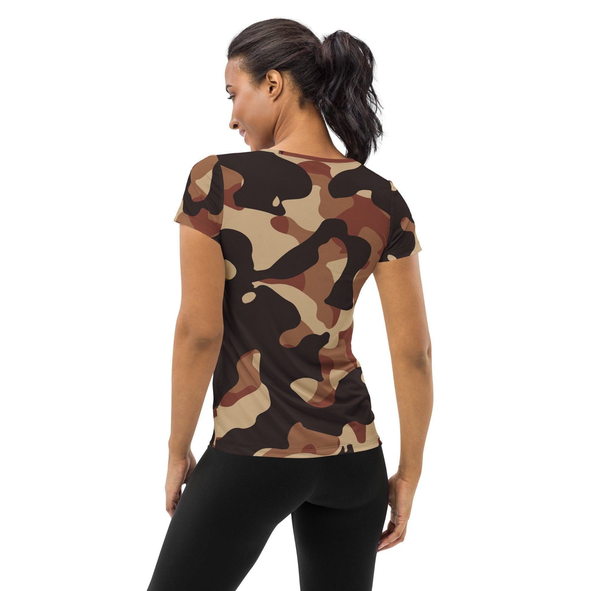 Brown Camouflage Sport-T-Shirt für Damen -- Brown Camouflage Sport-T-Shirt für Damen - XS Sport T-Shirt | JLR Design