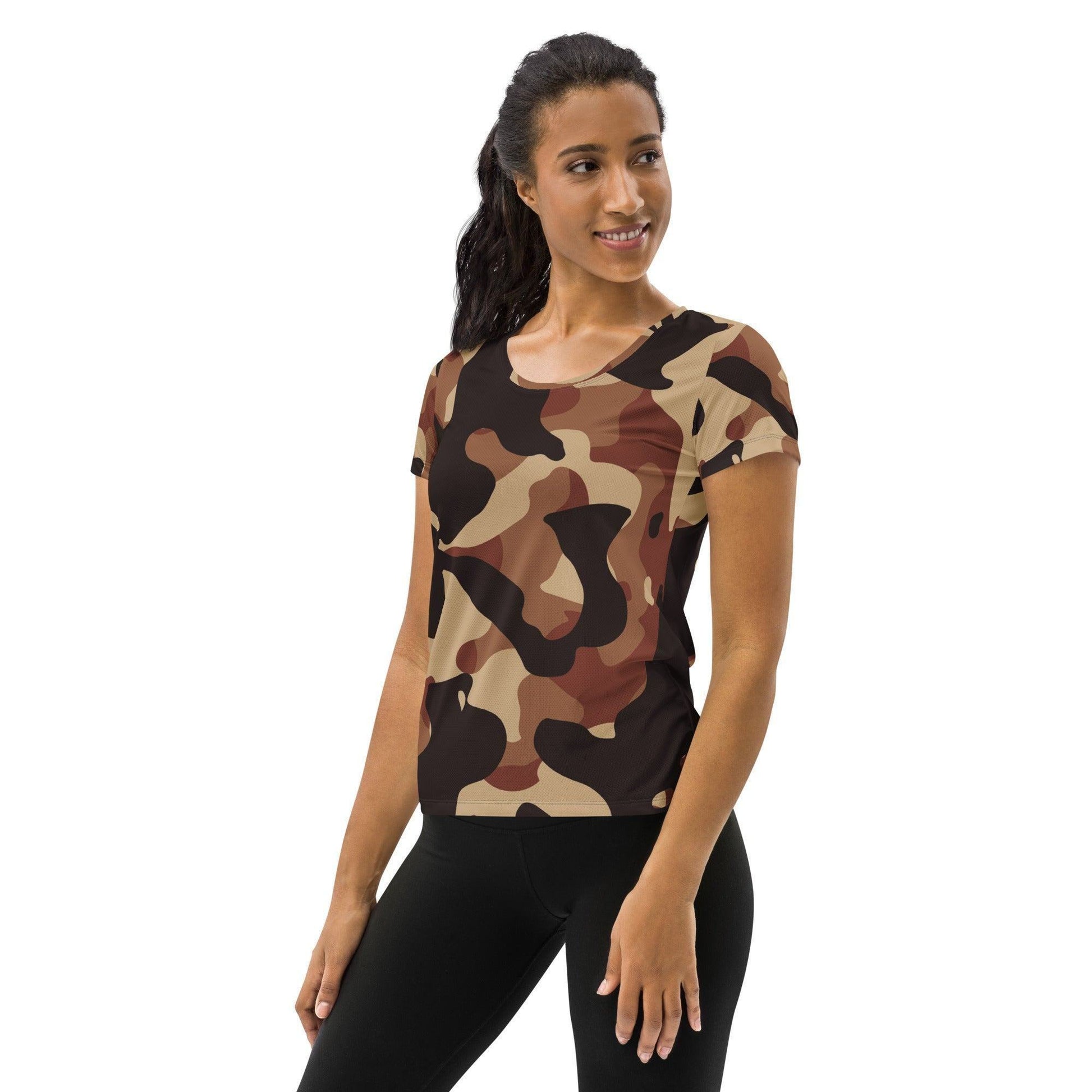 Brown Camouflage Sport-T-Shirt für Damen -- Brown Camouflage Sport-T-Shirt für Damen - XS Sport T-Shirt | JLR Design