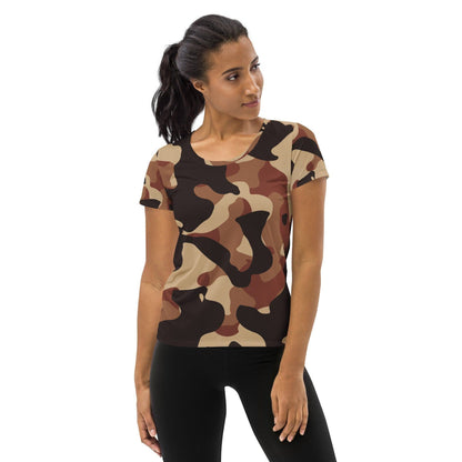 Brown Camouflage Sport-T-Shirt für Damen Sport T-Shirt JLR Design