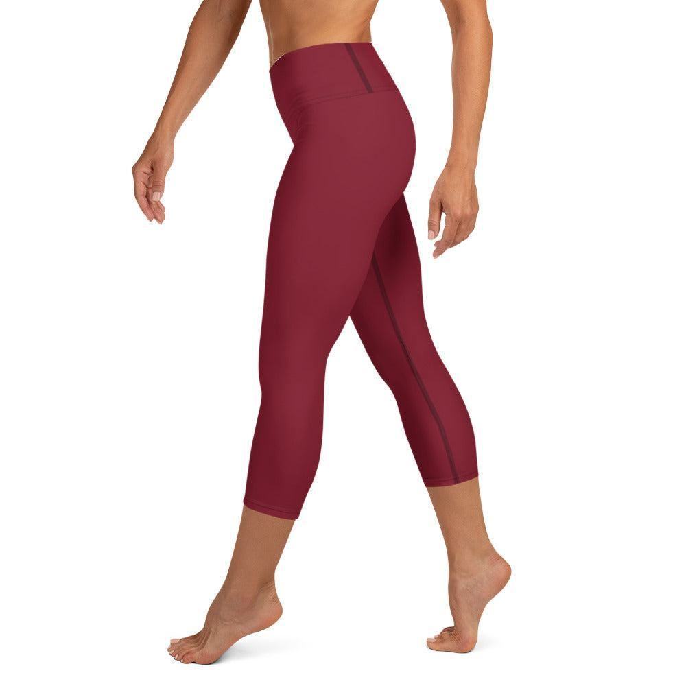 Burgund Damen Yoga Capri Leggings -- Burgund Damen Yoga Capri Leggings - undefined Yoga Capri Leggings | JLR Design