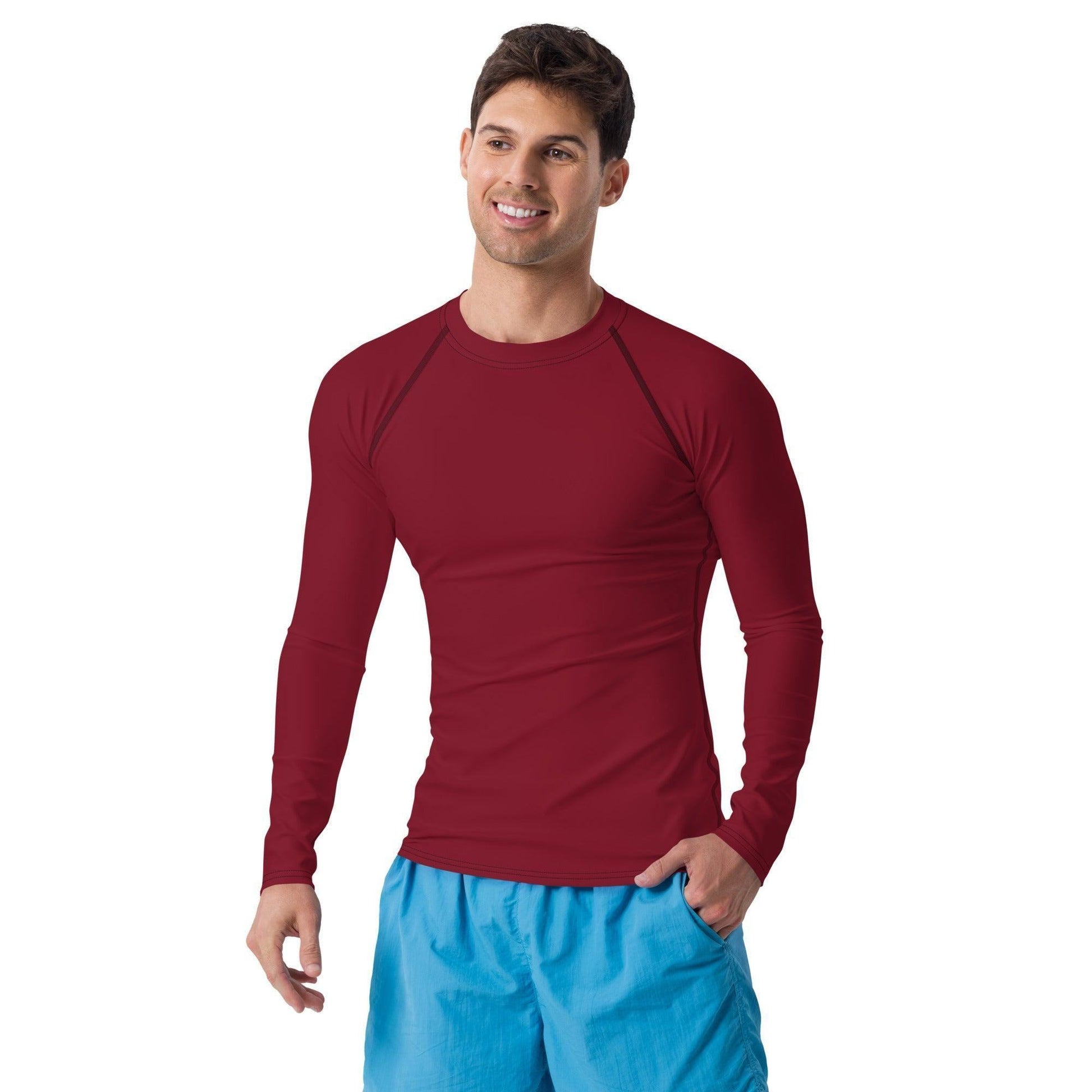 Burgund Herren Rash Guard Rash Guard 54.99 4-Wege, Atmungsaktiv, bequem, Burgund, einfarbig, Elastan, Flachnaht, Guard, Hautschutz, Kompression, Langarmshirt, Männermode, Outdoor, Polyester, Rash, Sand, Schwimmen, Sonnenschutz, Sportbekleidung, Strandmode, Stretchstoff, Surfen, trocknend, Wassersport, Wind JLR Design