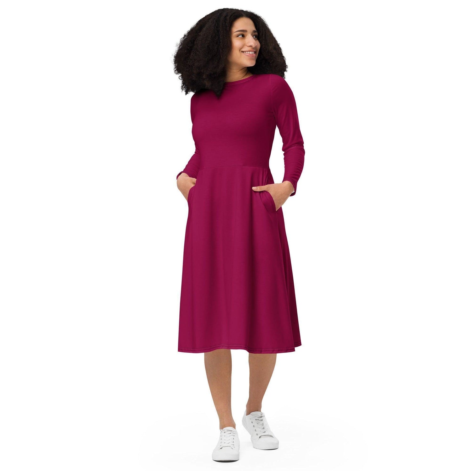 Burgundy langärmliges Midikleid Midikleid 61.99 Boot-Ausschnitt, burgundy, Damen, einfarbig, Elastan, eng anliegend, Frauen, Jersey, OEKOTEX100, Polyester, Premium, Seitentaschen, Strickstoff, Taille, Unterteil JLR Design