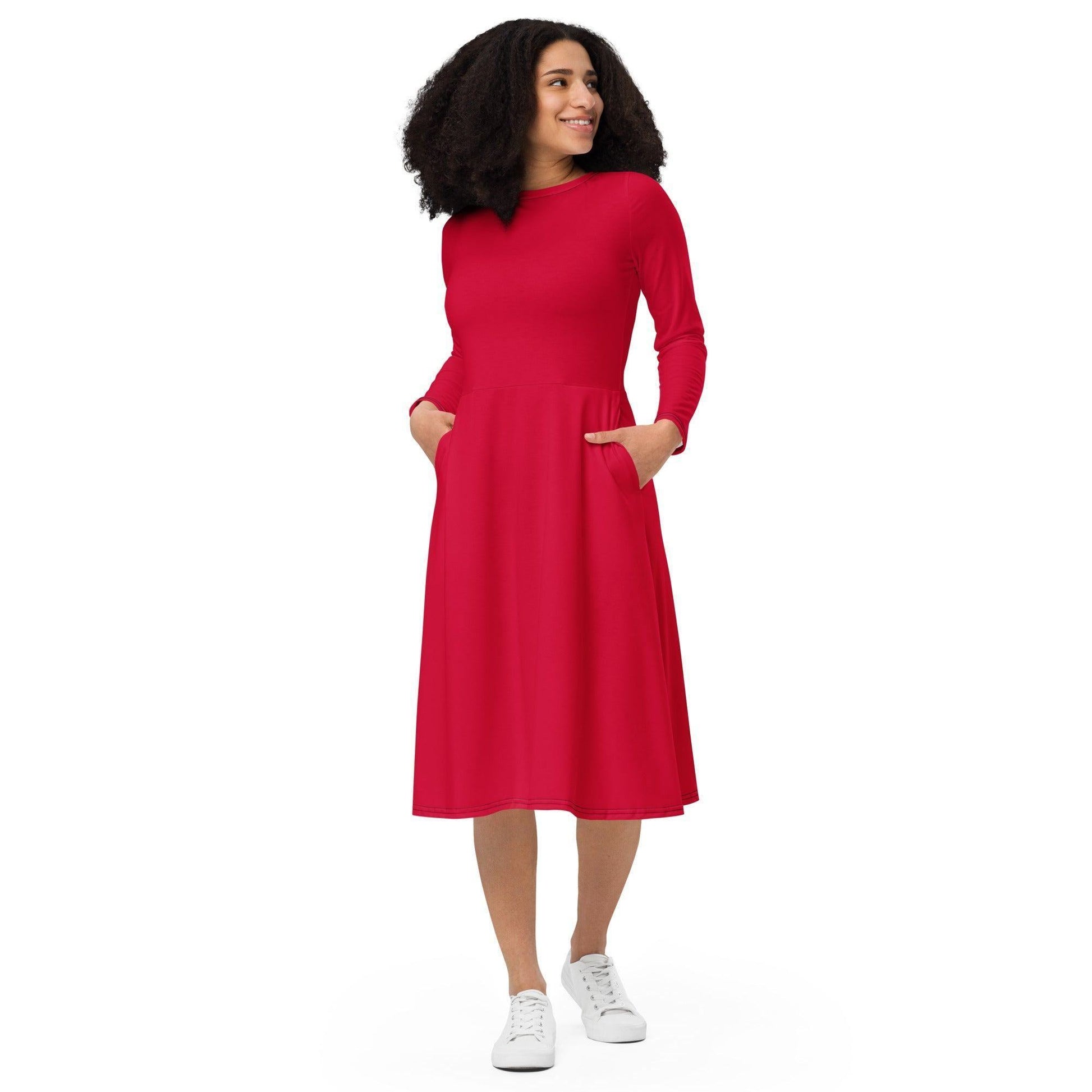 Crimson langärmliges Midikleid Midikleid 61.99 blutrot, Boot-Ausschnitt, crimson, Damen, einfarbig, Elastan, eng anliegend, Frauen, Jersey, OEKOTEX100, Polyester, Premium, Seitentaschen, Strickstoff, Taille, Unterteil JLR Design