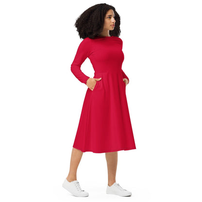 Crimson langärmliges Midikleid Midikleid 61.99 blutrot, Boot-Ausschnitt, crimson, Damen, einfarbig, Elastan, eng anliegend, Frauen, Jersey, OEKOTEX100, Polyester, Premium, Seitentaschen, Strickstoff, Taille, Unterteil JLR Design