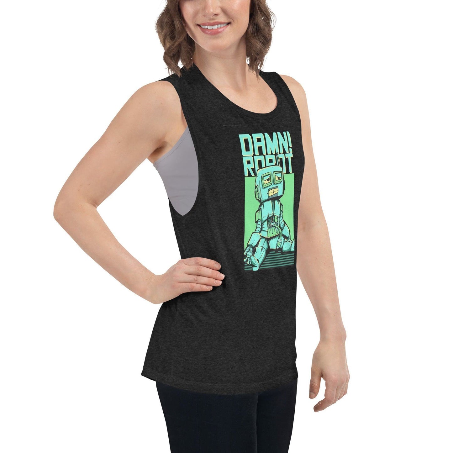 Damn Robot Damen Tank Top Tank Top 44.99 aktiv, angenehmes, atmungsaktiv, Ausschnitt, betont, Bewegungsfreiheit, breite, Damen, Damn, enganliegend, Farben, Figur, Fitness, Frauen, Gym, Look, Muscle, Must-have, Outfit, Polyester, Robot, Sommer, Tank, Top, Tragegefühl, Training, Träger, verschiedene, Viskose JLR Design