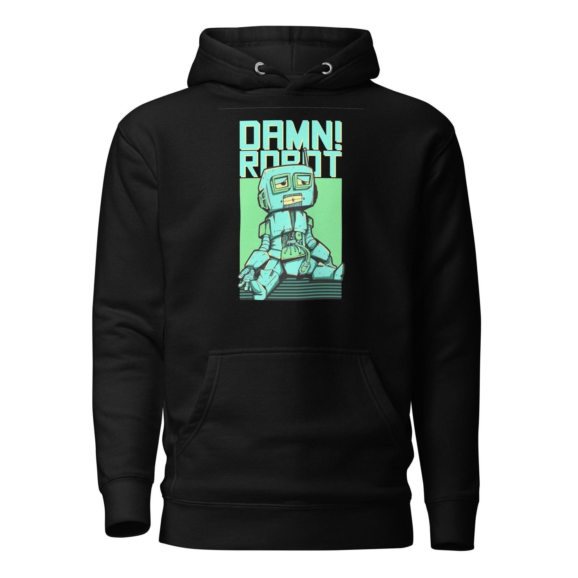 Damn Robot Hoodie Hoodie 49.99 angenehm, Außenseite, Baumwolle, Bündchen, Damen, elastische, Frau, Freizeitaktivitäten, gemütlich, Haut, Herren, Hoodie, ideal, Kapuzenpullover, Komfort, Kängurutasche, lässige, Mann, Material, optimaler, Passform, stylisch, Unisex, weiches JLR Design