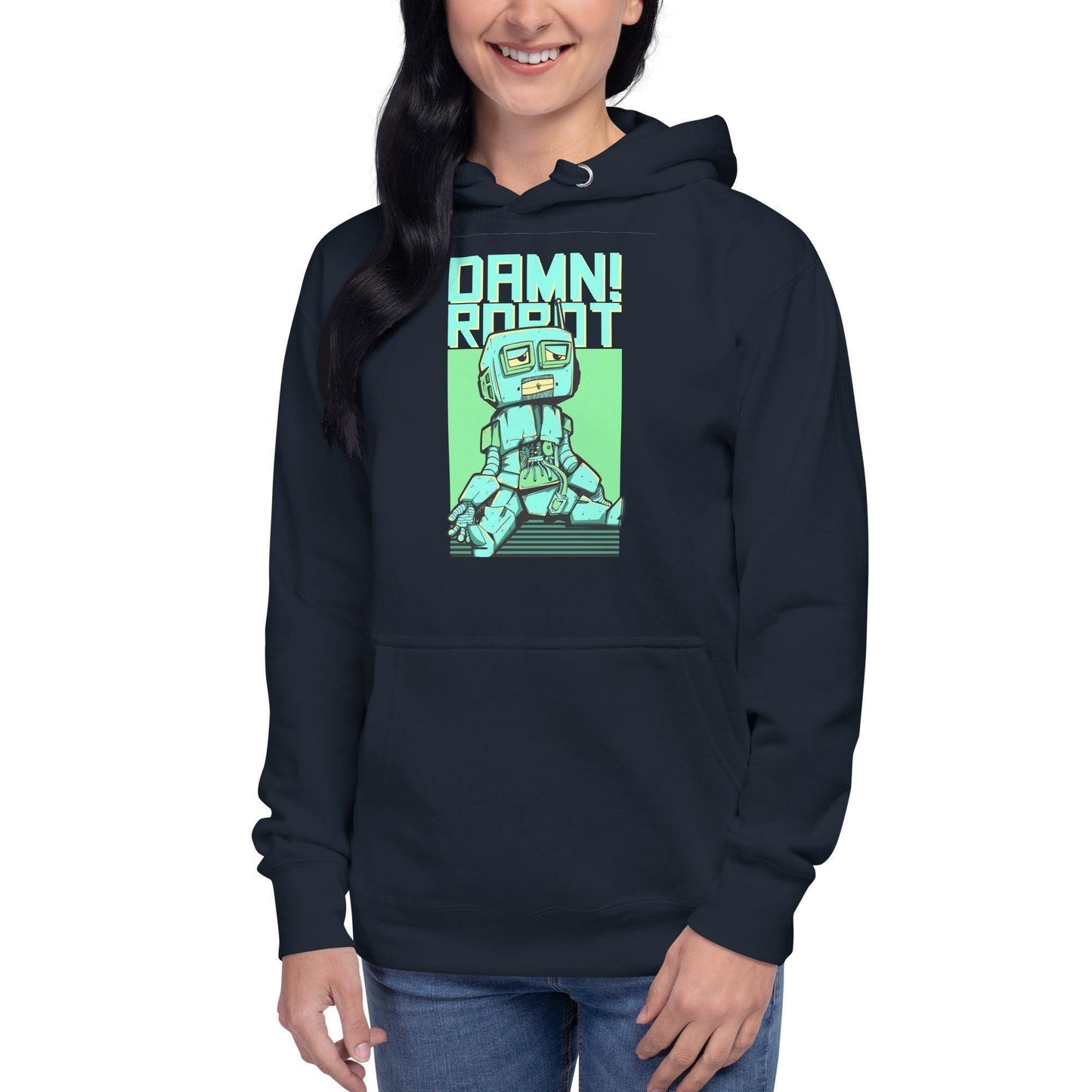 Damn Robot Hoodie Hoodie 49.99 angenehm, Außenseite, Baumwolle, Bündchen, Damen, elastische, Frau, Freizeitaktivitäten, gemütlich, Haut, Herren, Hoodie, ideal, Kapuzenpullover, Komfort, Kängurutasche, lässige, Mann, Material, optimaler, Passform, stylisch, Unisex, weiches JLR Design