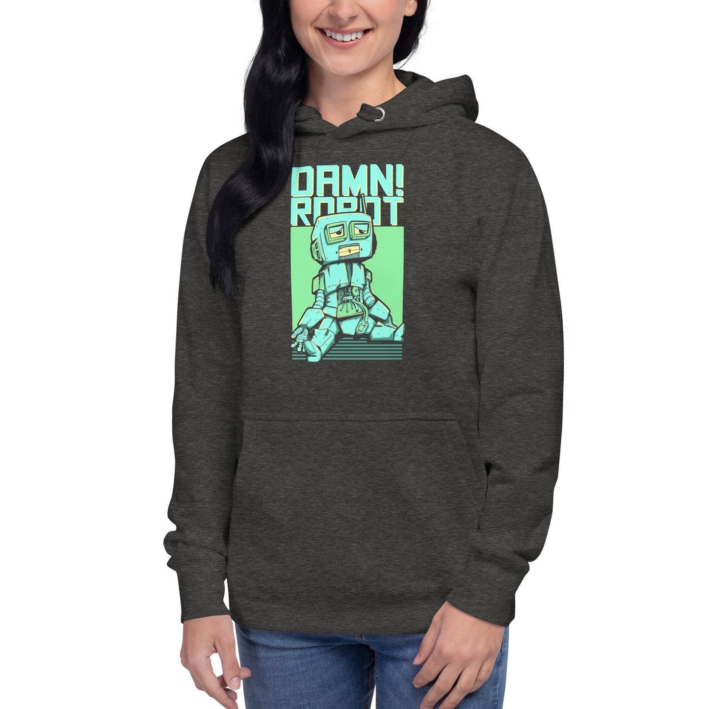 Damn Robot Hoodie Hoodie 49.99 angenehm, Außenseite, Baumwolle, Bündchen, Damen, elastische, Frau, Freizeitaktivitäten, gemütlich, Haut, Herren, Hoodie, ideal, Kapuzenpullover, Komfort, Kängurutasche, lässige, Mann, Material, optimaler, Passform, stylisch, Unisex, weiches JLR Design