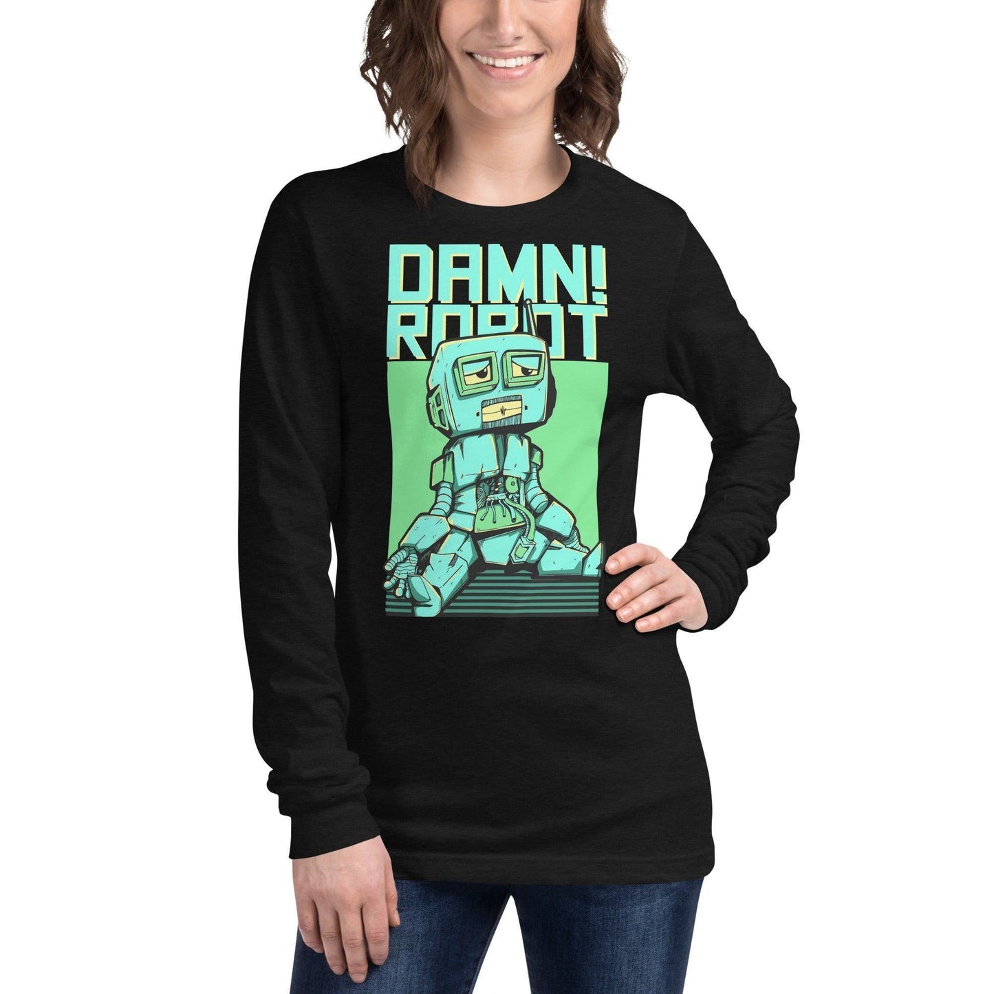 Damn Robot Langarmshirt Langarmshirt 44.99 angenehmes, Auswahl, Baumwolle, Begleiter, bequem, Damen, damn, Design, Farben, figurbetonter, Frau, Fäden, Herren, hochwertige, Jacke, Jahreszeit, Kombination, Langarm, Langarmshirt, Longsleeve, Mann, Materialien, Passform, Polyester, Premium, Qualität, reguläre, Rippbündchen, robot, Rundhalsausschnitt, Schnitt, Seitennähte, Silhoutee, style, T-Shirt, Tragegefühl, Unisex, Überdecknaht JLR Design