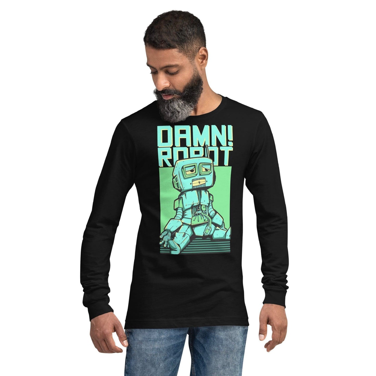 Damn Robot Langarmshirt Langarmshirt 44.99 angenehmes, Auswahl, Baumwolle, Begleiter, bequem, Damen, damn, Design, Farben, figurbetonter, Frau, Fäden, Herren, hochwertige, Jacke, Jahreszeit, Kombination, Langarm, Langarmshirt, Longsleeve, Mann, Materialien, Passform, Polyester, Premium, Qualität, reguläre, Rippbündchen, robot, Rundhalsausschnitt, Schnitt, Seitennähte, Silhoutee, style, T-Shirt, Tragegefühl, Unisex, Überdecknaht JLR Design