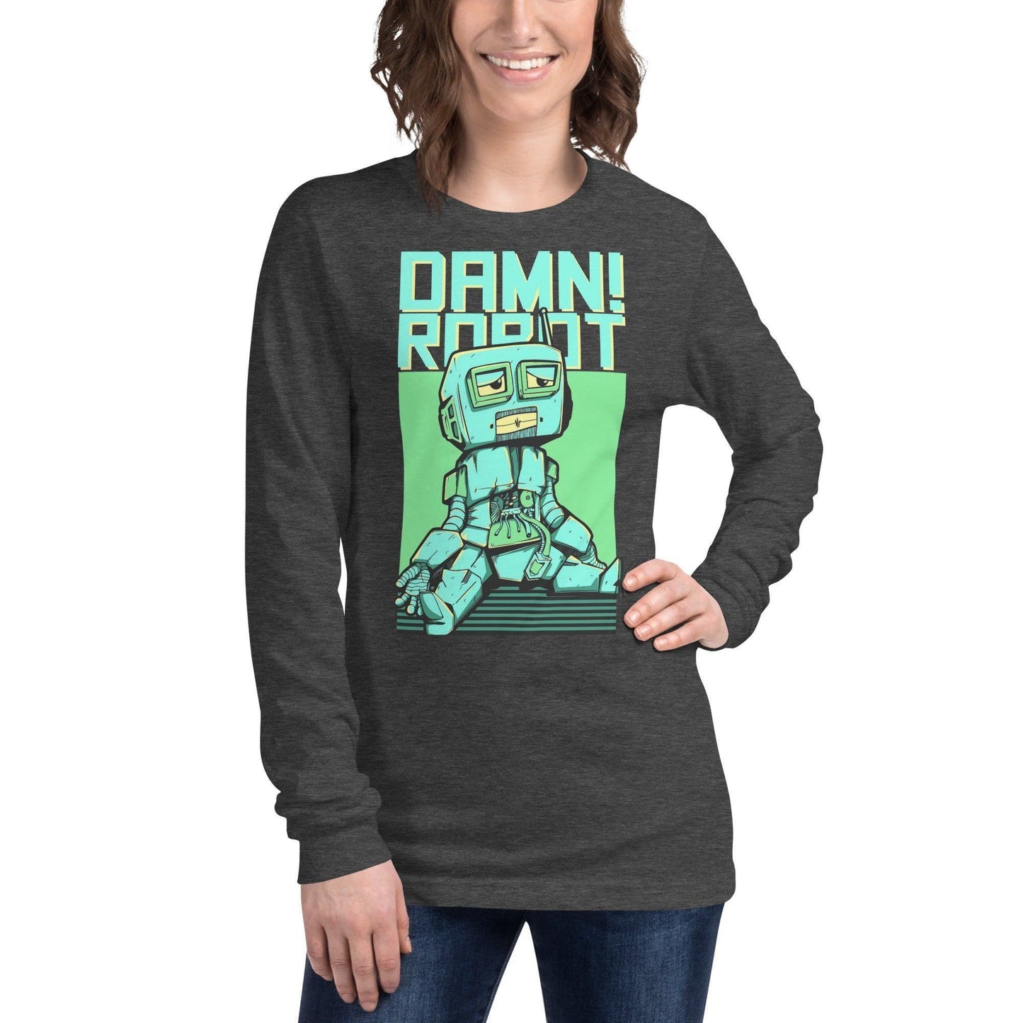 Damn Robot Langarmshirt Langarmshirt 44.99 angenehmes, Auswahl, Baumwolle, Begleiter, bequem, Damen, damn, Design, Farben, figurbetonter, Frau, Fäden, Herren, hochwertige, Jacke, Jahreszeit, Kombination, Langarm, Langarmshirt, Longsleeve, Mann, Materialien, Passform, Polyester, Premium, Qualität, reguläre, Rippbündchen, robot, Rundhalsausschnitt, Schnitt, Seitennähte, Silhoutee, style, T-Shirt, Tragegefühl, Unisex, Überdecknaht JLR Design