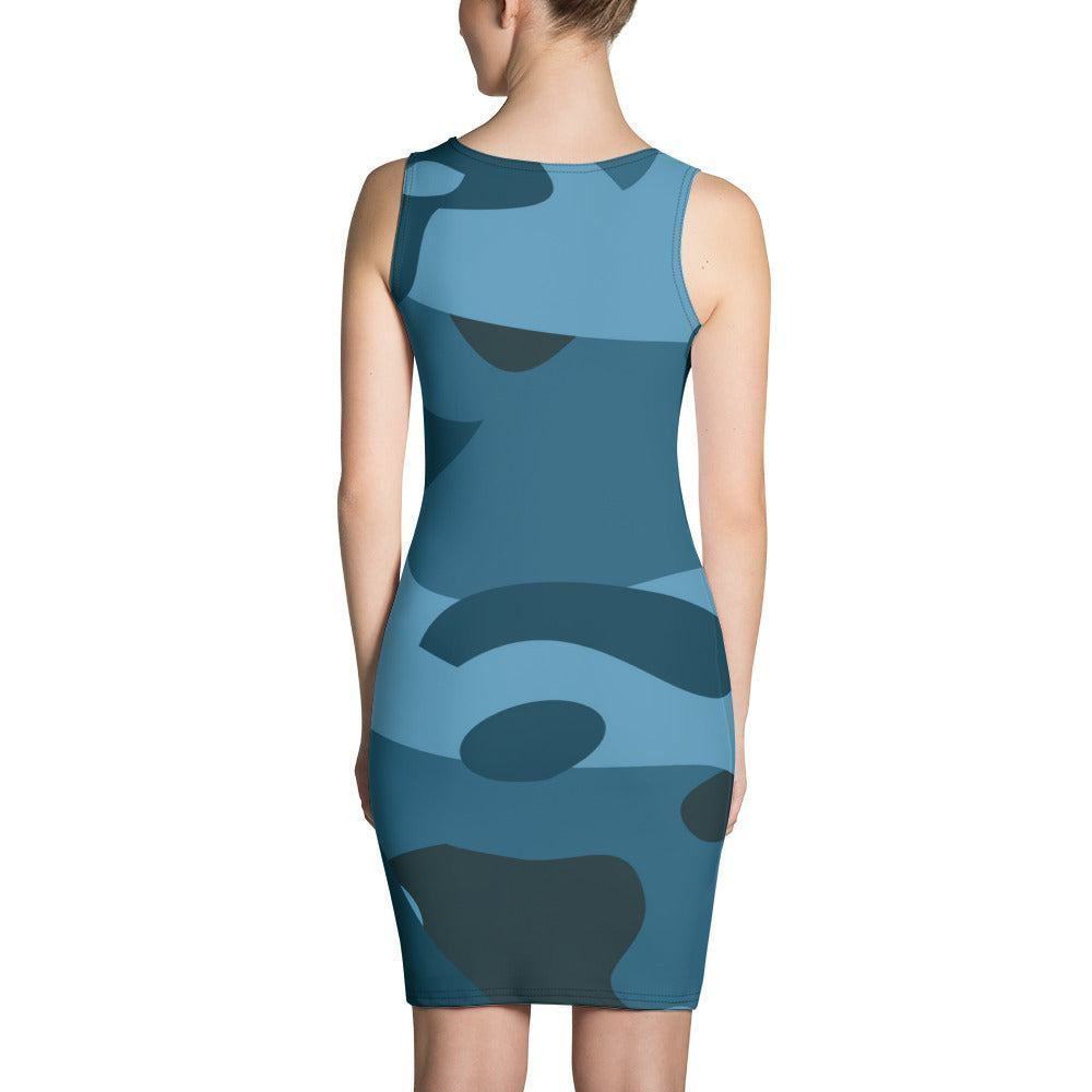 Enganliegendes Blaues Camouflage Kleid Kleid 54.99 Abendkleid, blau, blue, Camo, Camouflage, Damen, Dress, Elastan, Elegant, Enganliegend, Fashion, Figurbetont, Frau, Kleid, Kurven, Longdress, Mikrofasergarn, Mode, modisch, Muster, Passform, Pattern, Polyester, Sexy, Statement, Stretch, Style, Vier, Wege JLR Design