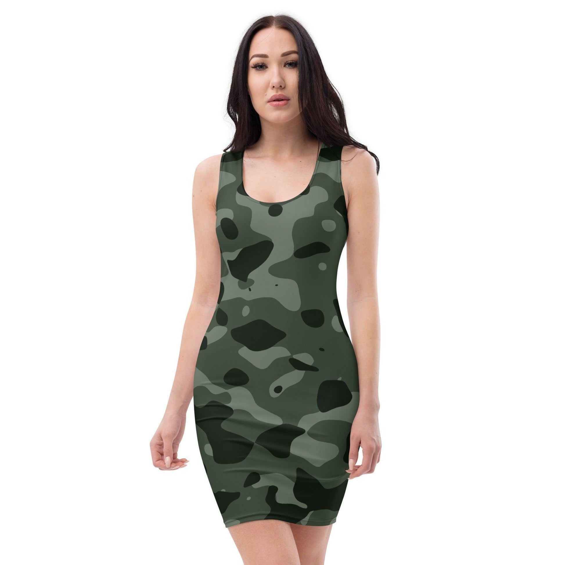 Enganliegendes Green Camouflage Kleid -- Enganliegendes Green Camouflage Kleid - undefined Kleid | JLR Design