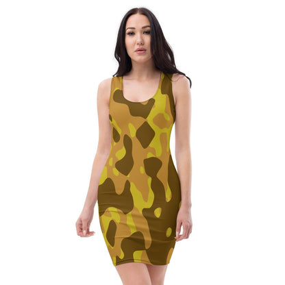 Enganliegendes Yellow Camouflage Kleid -- Enganliegendes Yellow Camouflage Kleid - undefined Kleid | JLR Design