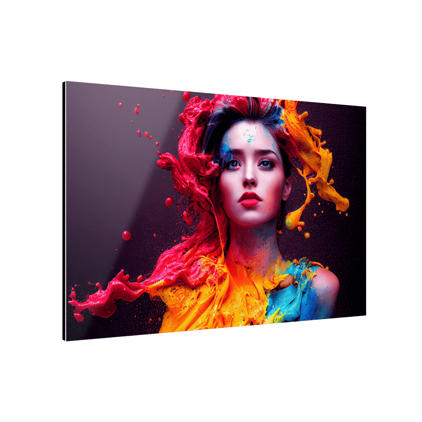 Farbenfrohe Frau Metall Poster 60x40cm Metallposter JLR Design