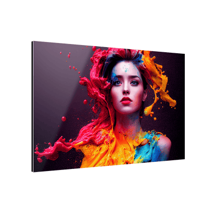 Farbenfrohe Frau Metall Poster 60x40cm Metallposter JLR Design