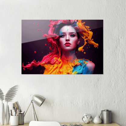 Farbenfrohe Frau Metall Poster 60x40cm Metallposter JLR Design