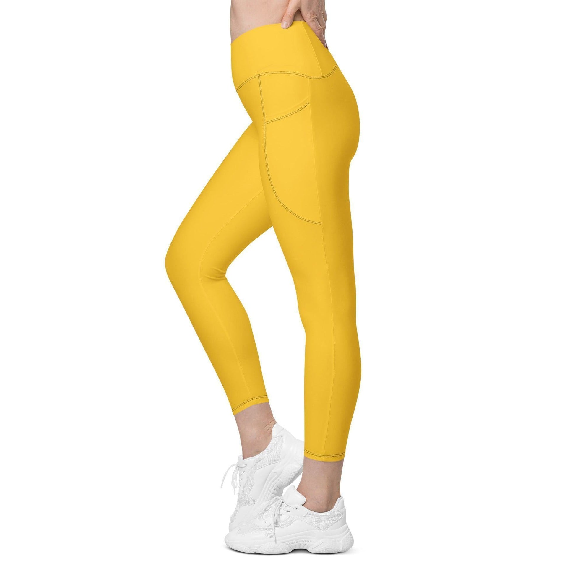 Gelbe Damen V-Bund Leggings mit Taschen -- Gelbe Damen V-Bund Leggings mit Taschen - undefined V-Bund Leggings | JLR Design