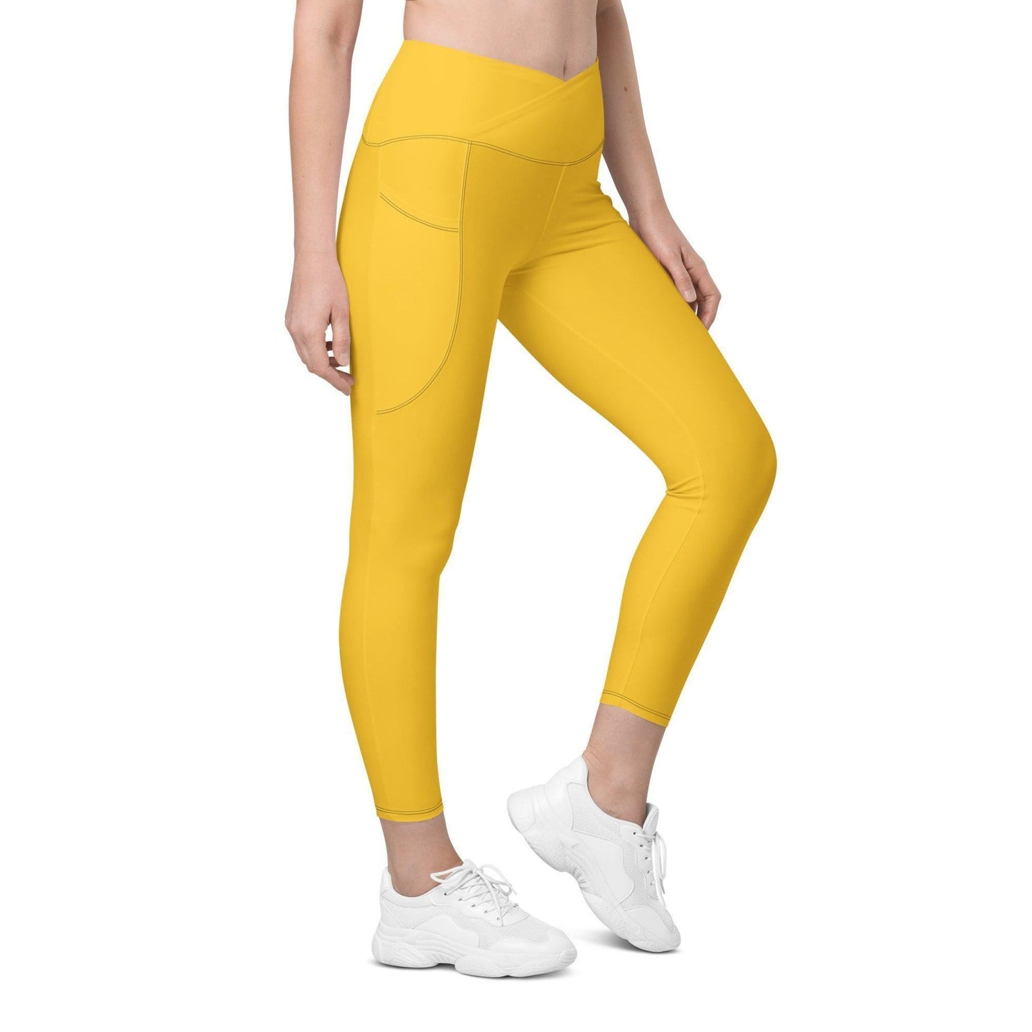 Gelbe Damen V-Bund Leggings mit Taschen -- Gelbe Damen V-Bund Leggings mit Taschen - undefined V-Bund Leggings | JLR Design