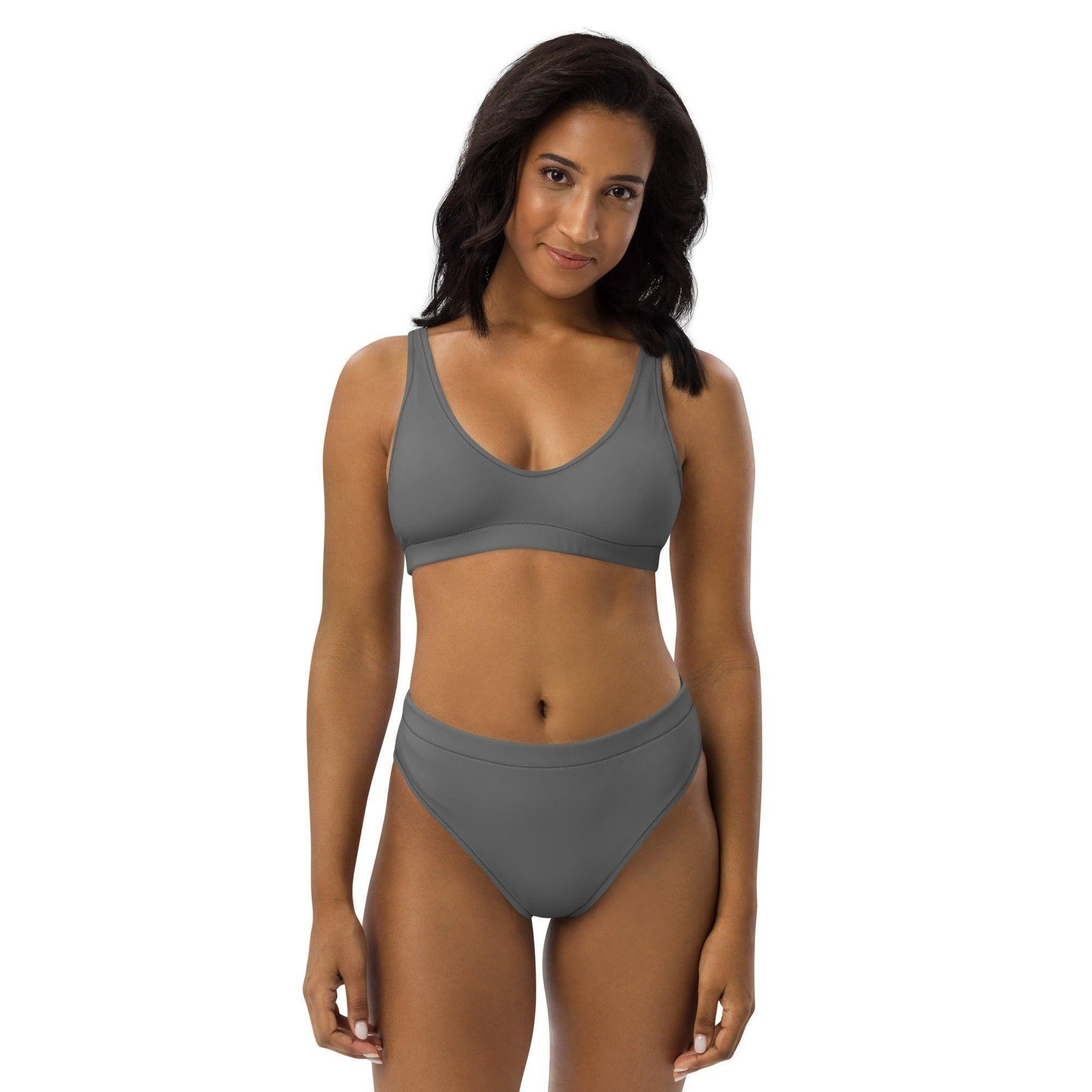 Grauer High Waist Bikini Bikini 49.99 Bikini, Design, einfarbig, Einlagen, Elastan, Fashion, grau, grey, GRS, High, Mode, Passform, Polyester, Style, UPF50, Waist, zweilagig, zweitilig, Ökotex JLR Design