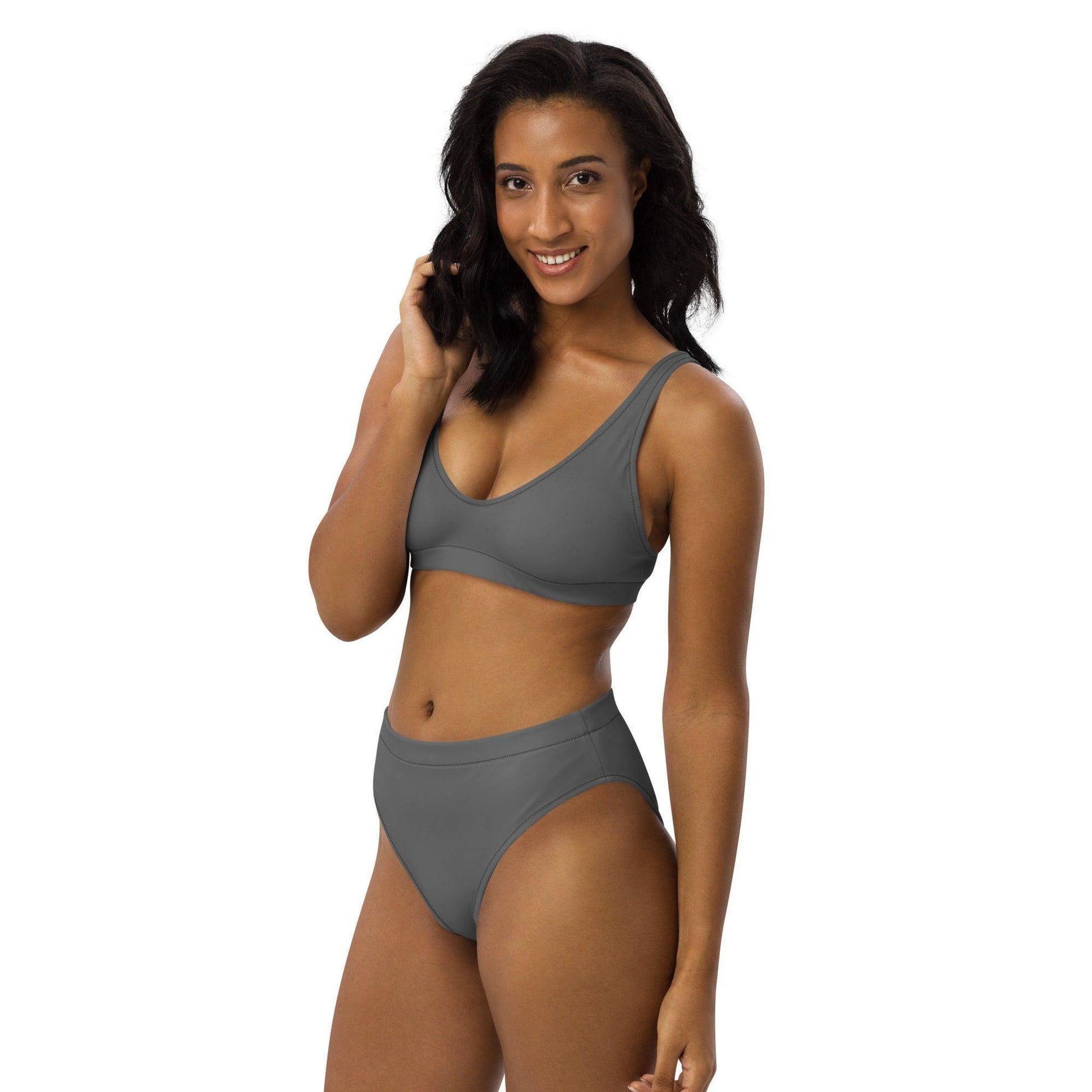 Grauer High Waist Bikini Bikini 49.99 Bikini, Design, einfarbig, Einlagen, Elastan, Fashion, grau, grey, GRS, High, Mode, Passform, Polyester, Style, UPF50, Waist, zweilagig, zweitilig, Ökotex JLR Design