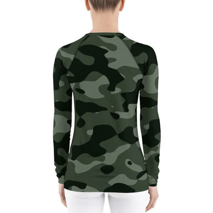 Green Camouflage Damen Rash Guard Rash Guard 59.99 4-Wege, Atmungsaktiv, bequem, Camo, Camouflage, Design, Elastan, Fashion, Flachnaht, green, grün, Guard, Hautschutz, Kompression, Langarmshirt, Mode, Männermode, Outdoor, Pattern, Polyester, Rash, Sand, Schwimmen, Sonnenschutz, Sportbekleidung, Strandmode, Stretchstoff, Style, Surfen, Tarnmuster, trocknend, Wassersport, Wind JLR Design