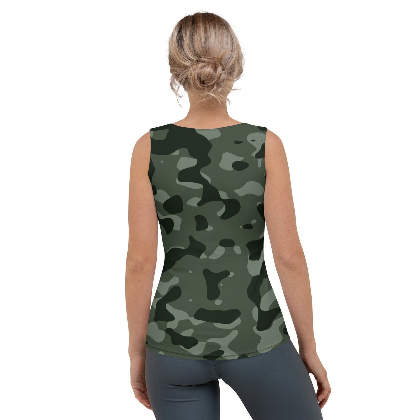 Green Camouflage Damen Tank Top Tank Top 44.99 aktiv, angenehmes, atmungsaktiv, Ausschnitt, betont, Bewegungsfreiheit, breite, Camo, Camouflage, Damen, Elastan, enganliegend, Farben, Fashion, Figur, Fitness, Frauen, green, grün, Gym, Look, Mikrofasergarn, Mode, Muscle, Musthave, Outfit, Pattern, Polyester, Sommer, Style, Tank, Tarnmuster, Top, Tragegefühl, Training, Träger, verschiedene JLR Design