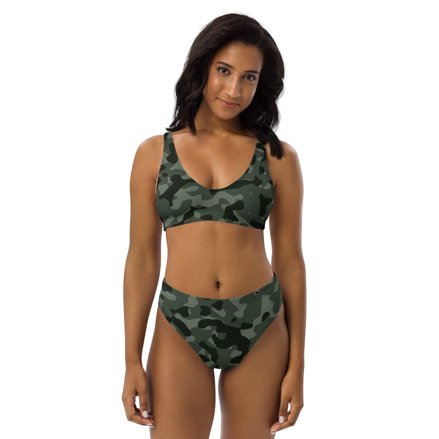 Green Camouflage High Waist Bikini -- Green Camouflage High Waist Bikini - undefined Bikini | JLR Design