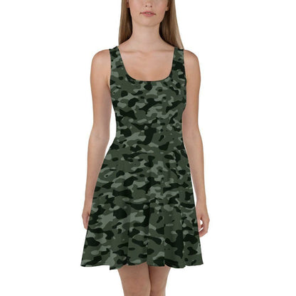 Green Camouflage Skater Kleid -- Green Camouflage Skater Kleid - undefined Skater Kleid | JLR Design