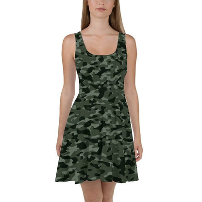 Green Camouflage Skater Kleid Skater Kleid 61.99 ausgestellt, ausgestellter, camo, camouflage, Dame, Damen, Elastan, Frau, Frauen, Freizeit, Glatter, green, grün, Kleid, Mitte, mittellanger, Muster, Nähte, Overlock, Pattern, Polyester, Rock, Saum, schmeichelhaft, Skater, Sport, Stoff, trendy, Weiblich, wühlfühlend, Überdeck JLR Design