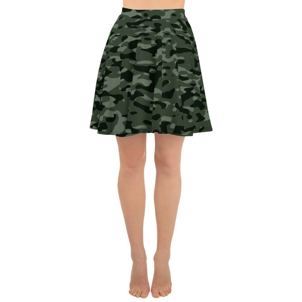 Green Camouflage Skater Rock Skater Rock 51.99 camo, camouflage, Elastan, elastisch, green, grün, Oberschenkel, Overlocknaht, Polyester, Rock, Skater, USF50, weich JLR Design