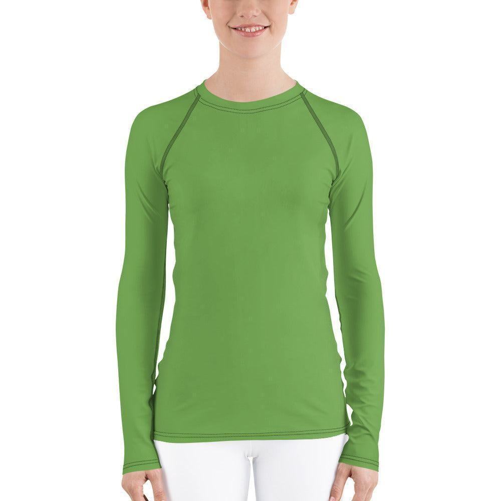 Grünes Damen Rash Guard Rash Guard 54.99 4-Wege, Atmungsaktiv, Badebekleidung, bequem, einfarbig, Elastan, Feminin, Flachnaht, green, grün, Guard, Hautschutz, Kompression, Langarm, Langarmshirt, Männermode, Outdoor, Polyester, Rash, Sand, Schwimmen, Sonnenschutz, Sportbekleidung, Strandmode, Stretchstoff, Surfen, trocknend, Wassersport, Wind JLR Design