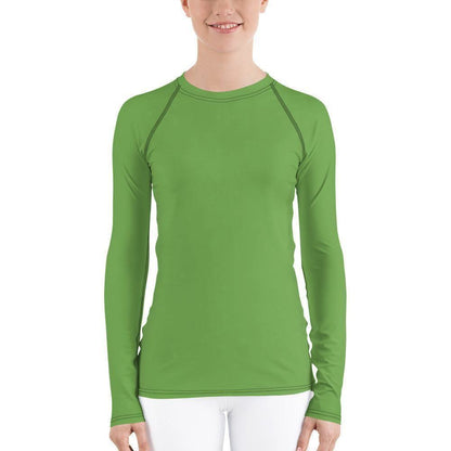 Grünes Damen Rash Guard Rash Guard 54.99 4-Wege, Atmungsaktiv, Badebekleidung, bequem, einfarbig, Elastan, Feminin, Flachnaht, green, grün, Guard, Hautschutz, Kompression, Langarm, Langarmshirt, Männermode, Outdoor, Polyester, Rash, Sand, Schwimmen, Sonnenschutz, Sportbekleidung, Strandmode, Stretchstoff, Surfen, trocknend, Wassersport, Wind JLR Design