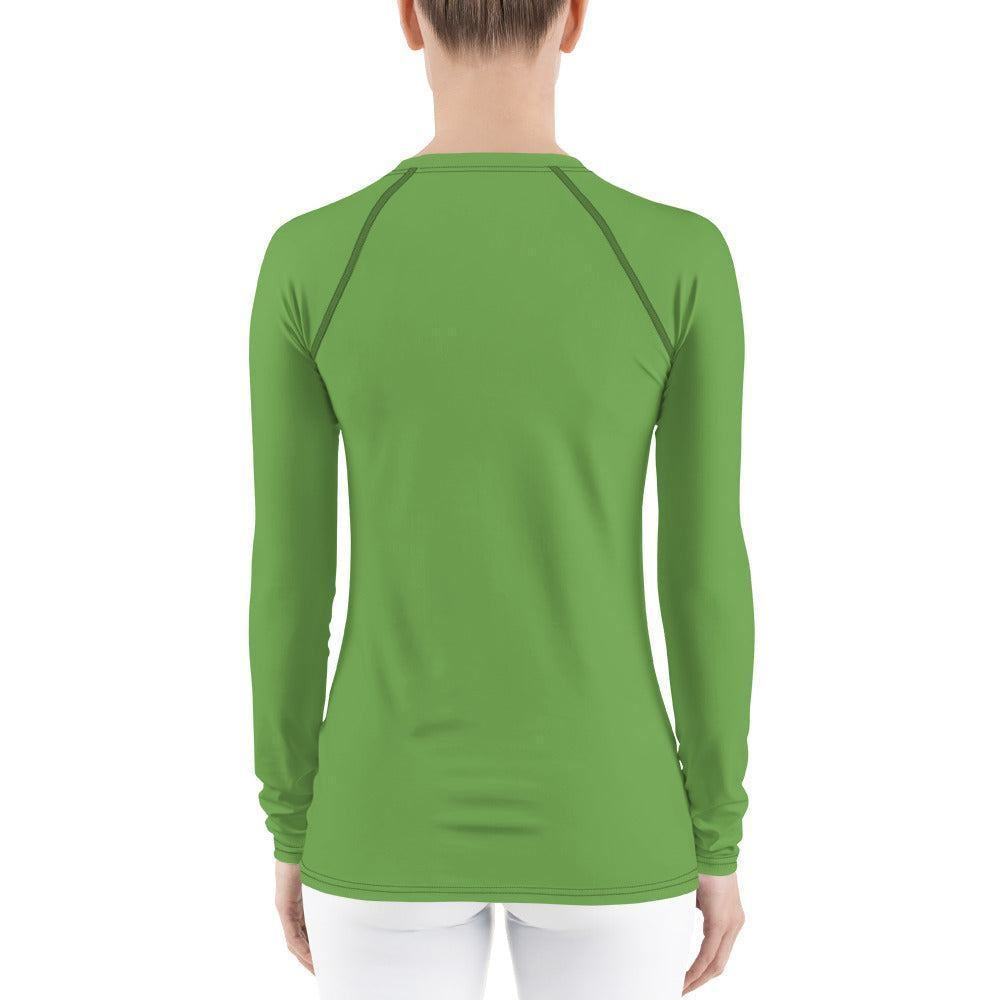 Grünes Damen Rash Guard Rash Guard 54.99 4-Wege, Atmungsaktiv, Badebekleidung, bequem, einfarbig, Elastan, Feminin, Flachnaht, green, grün, Guard, Hautschutz, Kompression, Langarm, Langarmshirt, Männermode, Outdoor, Polyester, Rash, Sand, Schwimmen, Sonnenschutz, Sportbekleidung, Strandmode, Stretchstoff, Surfen, trocknend, Wassersport, Wind JLR Design