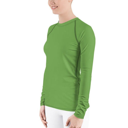 Grünes Damen Rash Guard Rash Guard 54.99 4-Wege, Atmungsaktiv, Badebekleidung, bequem, einfarbig, Elastan, Feminin, Flachnaht, green, grün, Guard, Hautschutz, Kompression, Langarm, Langarmshirt, Männermode, Outdoor, Polyester, Rash, Sand, Schwimmen, Sonnenschutz, Sportbekleidung, Strandmode, Stretchstoff, Surfen, trocknend, Wassersport, Wind JLR Design