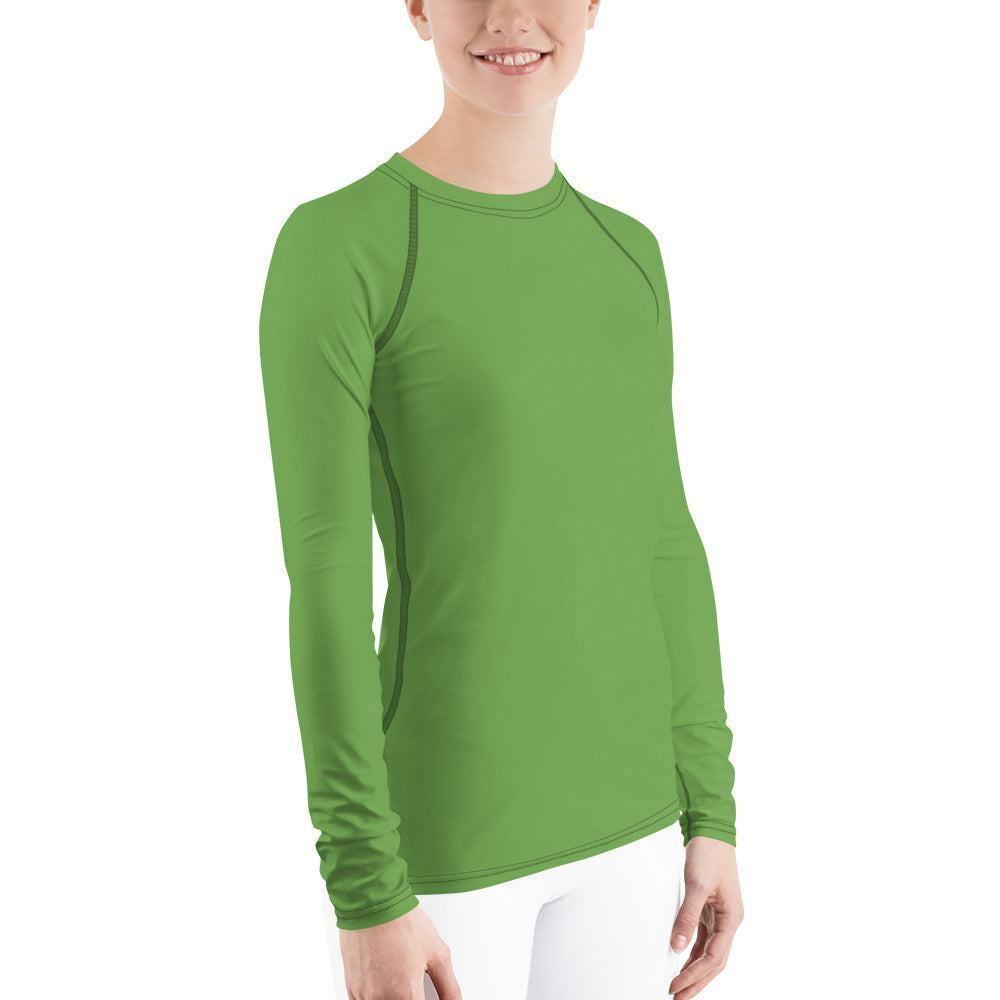 Grünes Damen Rash Guard Rash Guard 54.99 4-Wege, Atmungsaktiv, Badebekleidung, bequem, einfarbig, Elastan, Feminin, Flachnaht, green, grün, Guard, Hautschutz, Kompression, Langarm, Langarmshirt, Männermode, Outdoor, Polyester, Rash, Sand, Schwimmen, Sonnenschutz, Sportbekleidung, Strandmode, Stretchstoff, Surfen, trocknend, Wassersport, Wind JLR Design