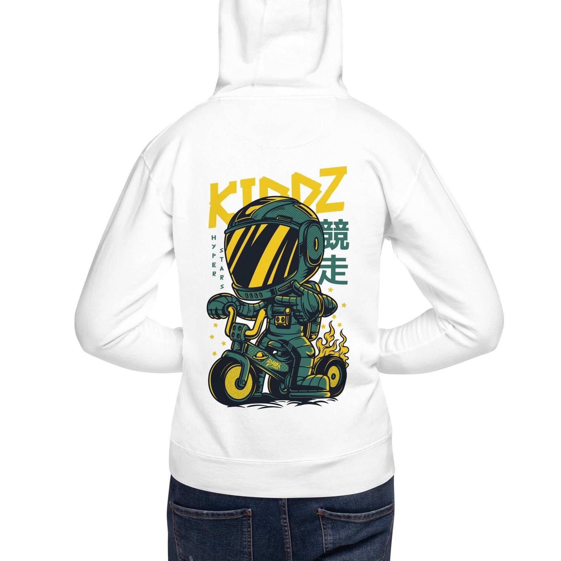 Kiddz Hoodie Hoodie 49.99 angenehm, Außenseite, Baumwolle, Bündchen, Damen, elastische, Frau, Freizeitaktivitäten, gemütlich, Haut, Herren, Hoodie, ideal, Kapuzenpullover, Kiddz, Komfort, Kängurutasche, lässige, Mann, Material, optimaler, Passform, Polyester, Rad, Robot, stylisch, Unisex, weiches JLR Design