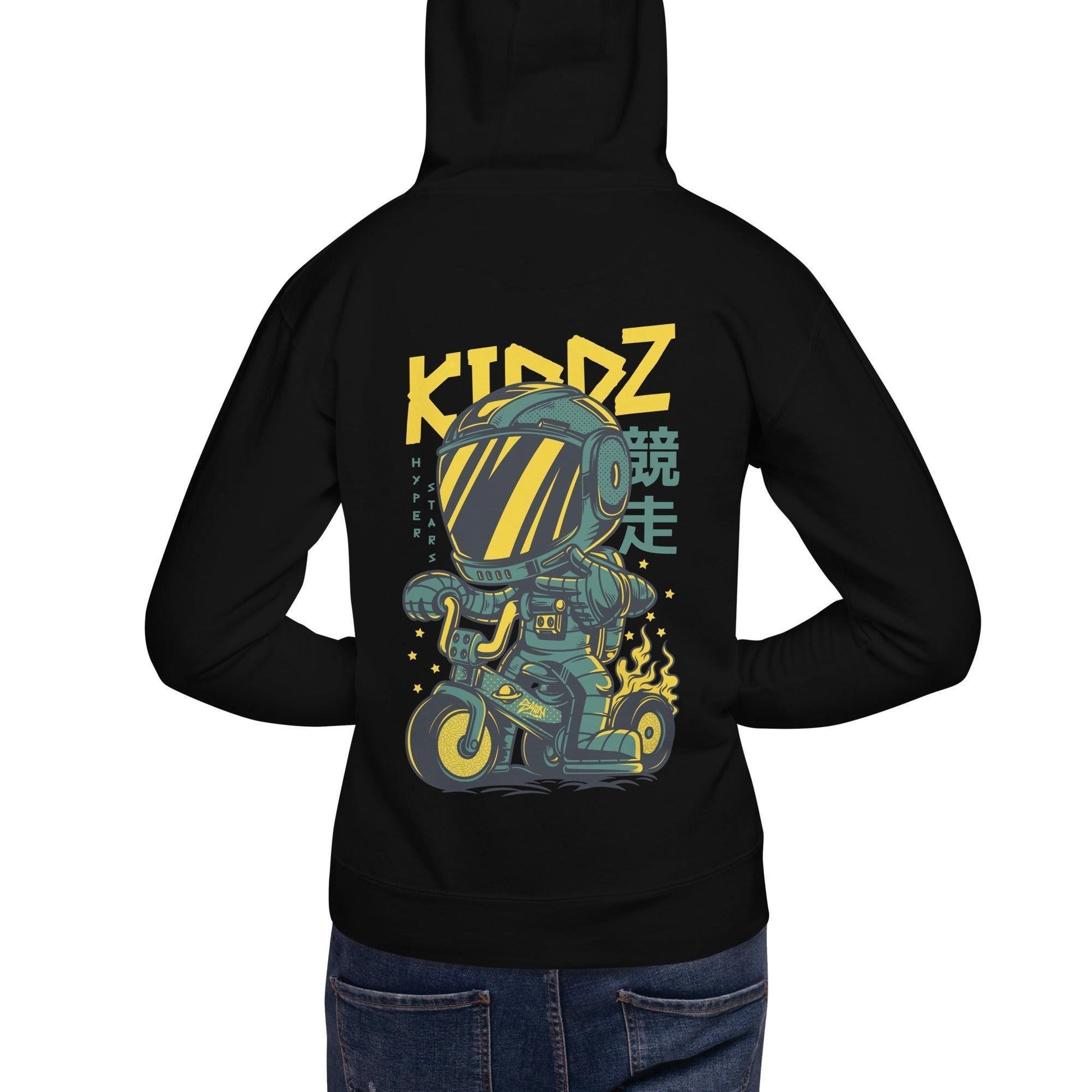 Kiddz Hoodie Hoodie 49.99 angenehm, Außenseite, Baumwolle, Bündchen, Damen, elastische, Frau, Freizeitaktivitäten, gemütlich, Haut, Herren, Hoodie, ideal, Kapuzenpullover, Kiddz, Komfort, Kängurutasche, lässige, Mann, Material, optimaler, Passform, Polyester, Rad, Robot, stylisch, Unisex, weiches JLR Design