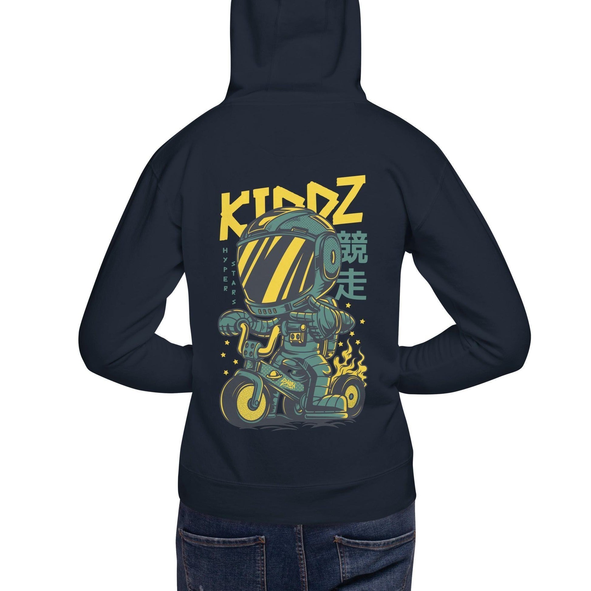 Kiddz Hoodie Hoodie 49.99 angenehm, Außenseite, Baumwolle, Bündchen, Damen, elastische, Frau, Freizeitaktivitäten, gemütlich, Haut, Herren, Hoodie, ideal, Kapuzenpullover, Kiddz, Komfort, Kängurutasche, lässige, Mann, Material, optimaler, Passform, Polyester, Rad, Robot, stylisch, Unisex, weiches JLR Design