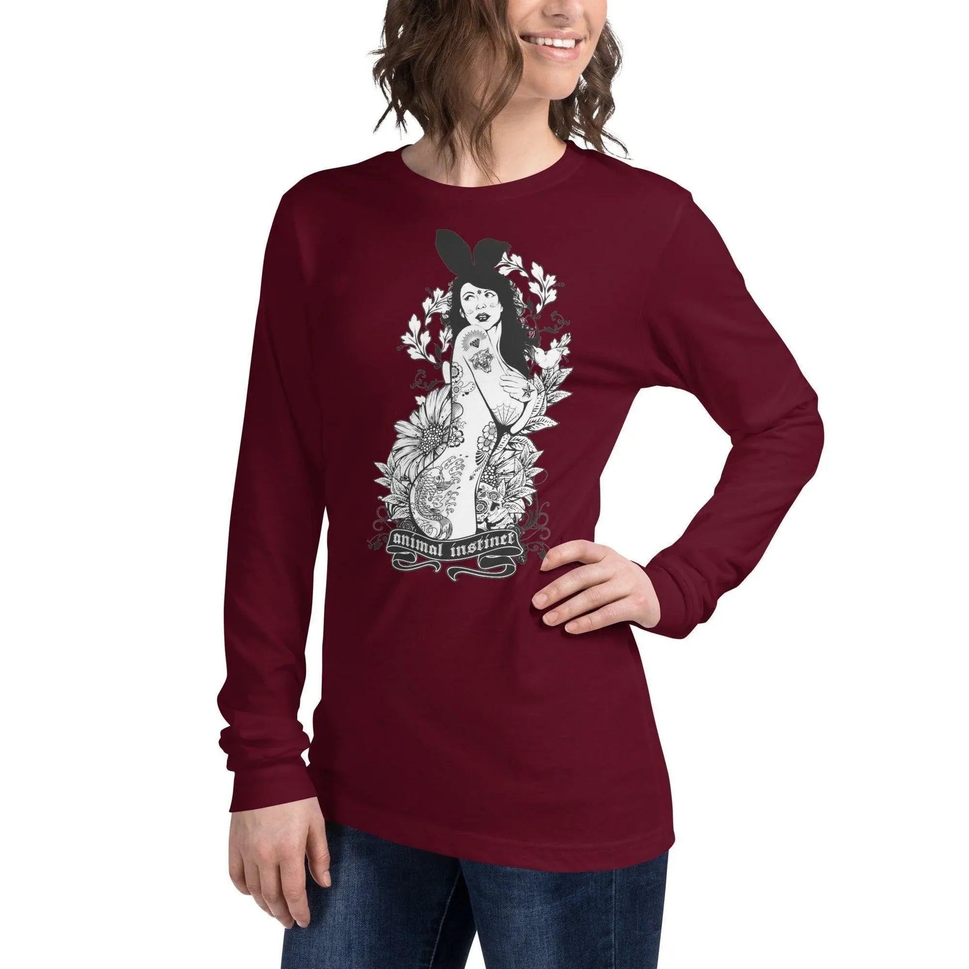 Langärmeliges Animal Instinct T-Shirt Langarmshirt JLR Design