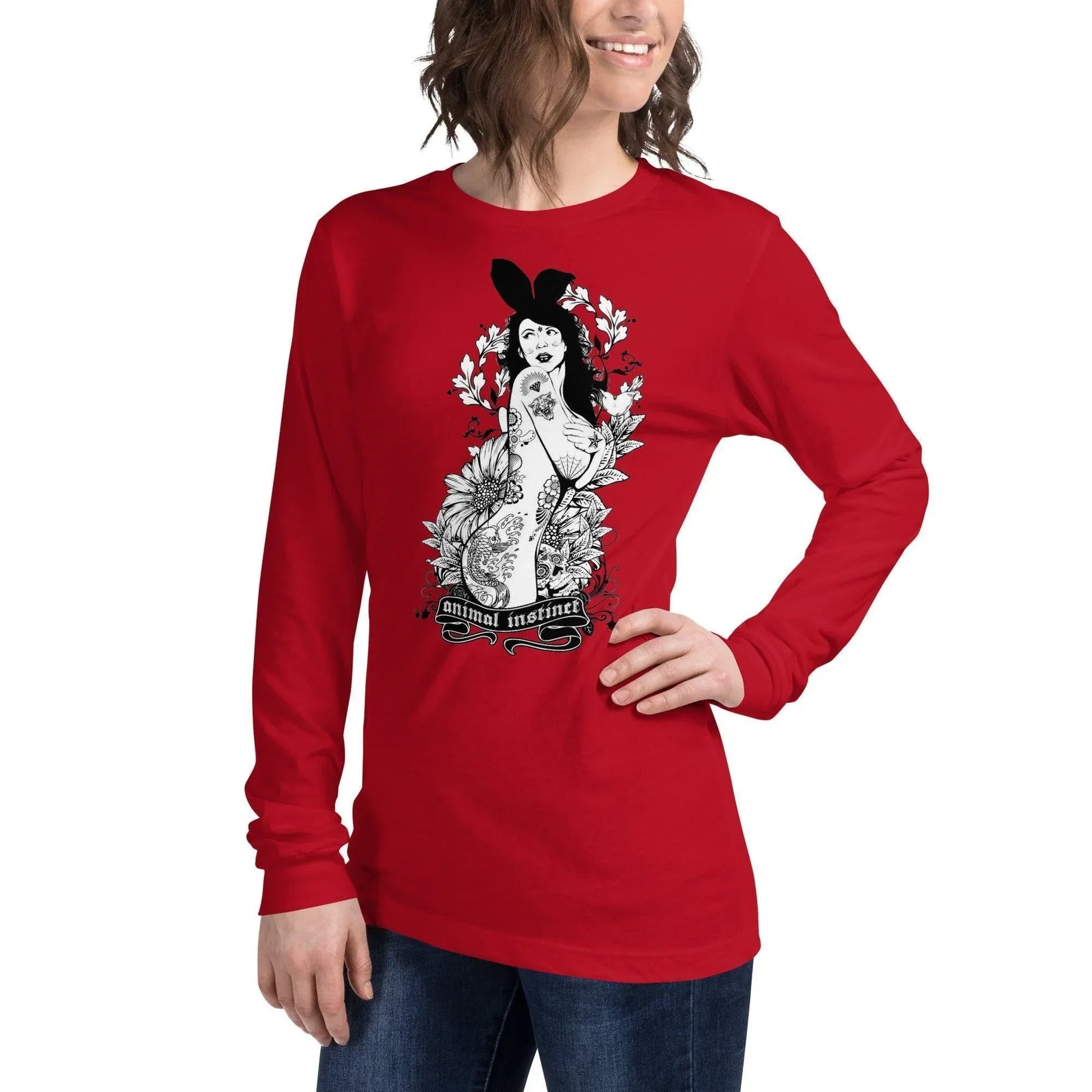 Langärmeliges Animal Instinct T-Shirt Langarmshirt JLR Design