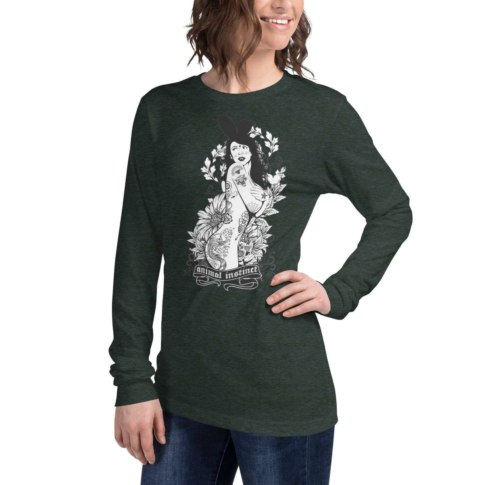 Langärmeliges Animal Instinct T-Shirt Langarmshirt JLR Design