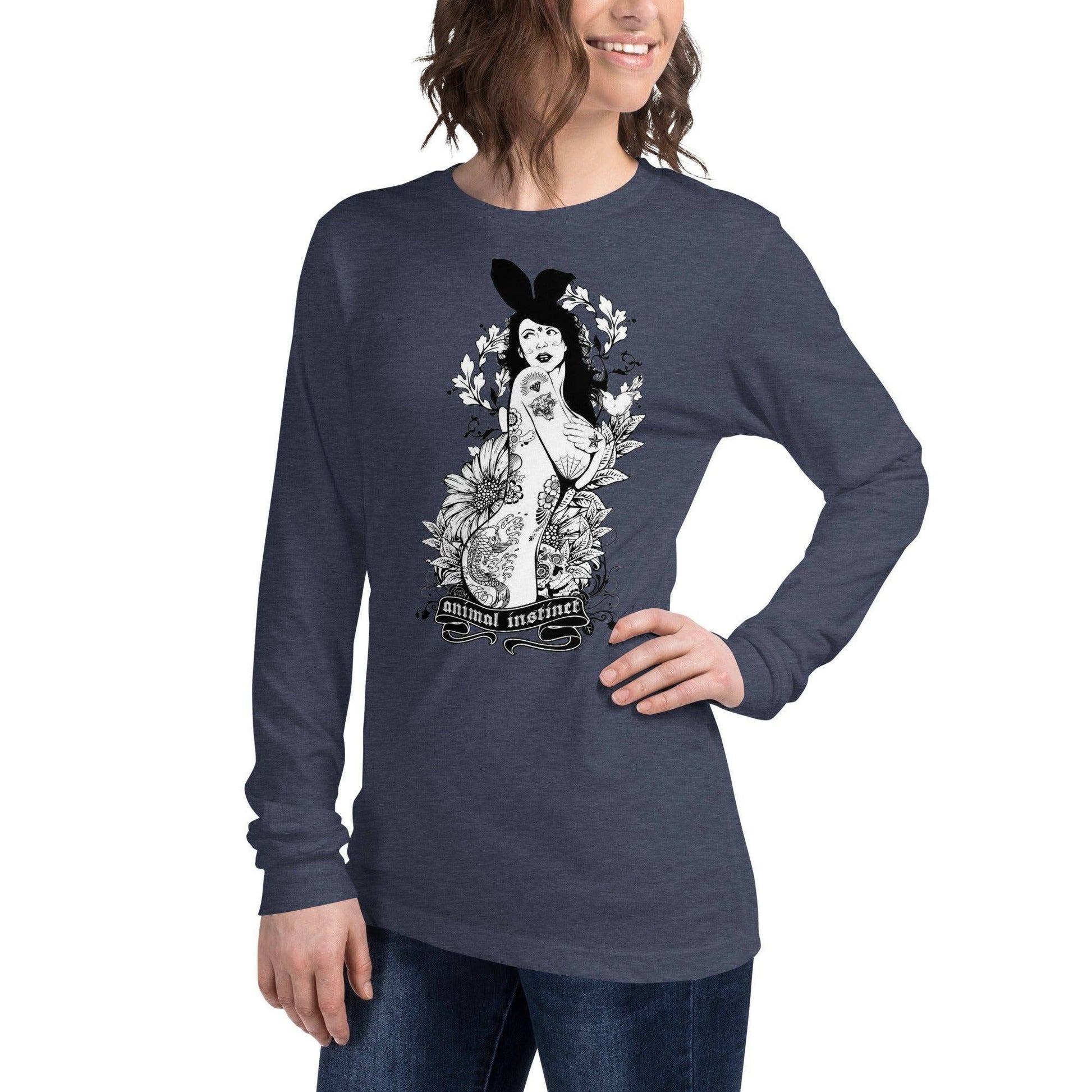 Langärmeliges Animal Instinct T-Shirt Langarmshirt JLR Design