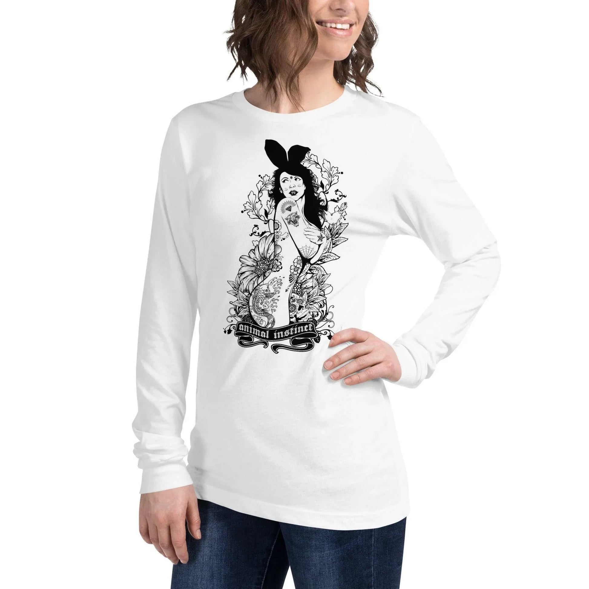 Langärmeliges Animal Instinct T-Shirt Langarmshirt JLR Design